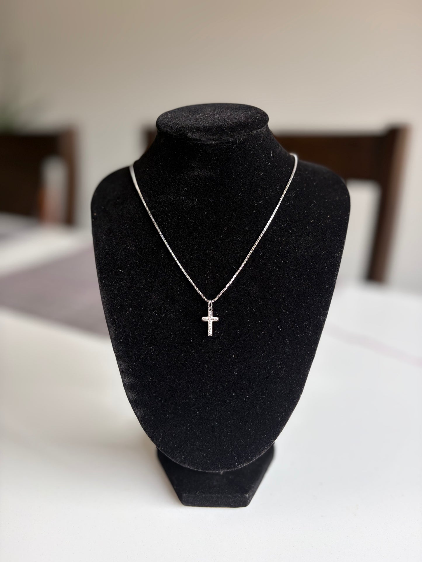 Stainless Steel Cross Accessory With Diamond Necklace