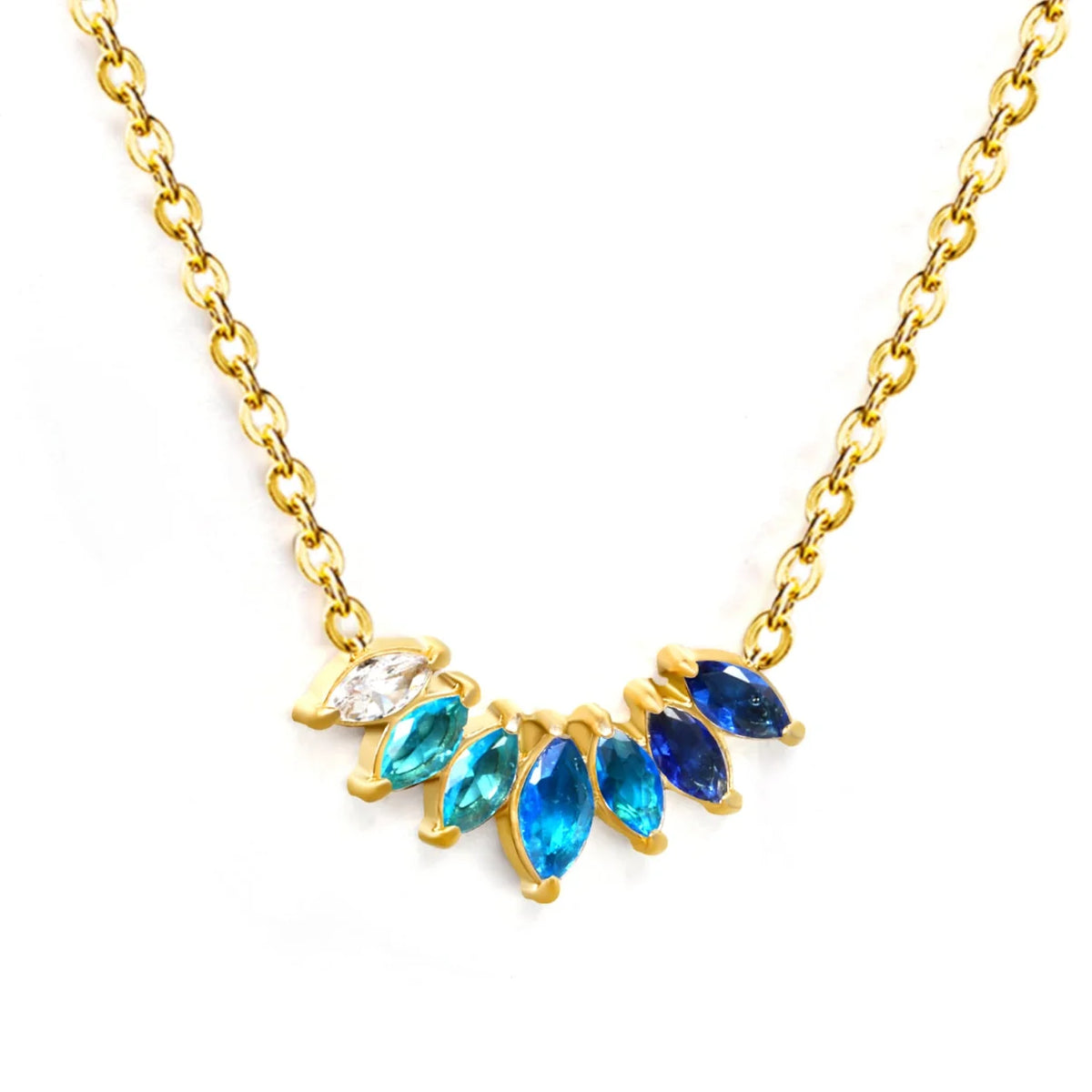 Necklace with white zirconium/gradual blue