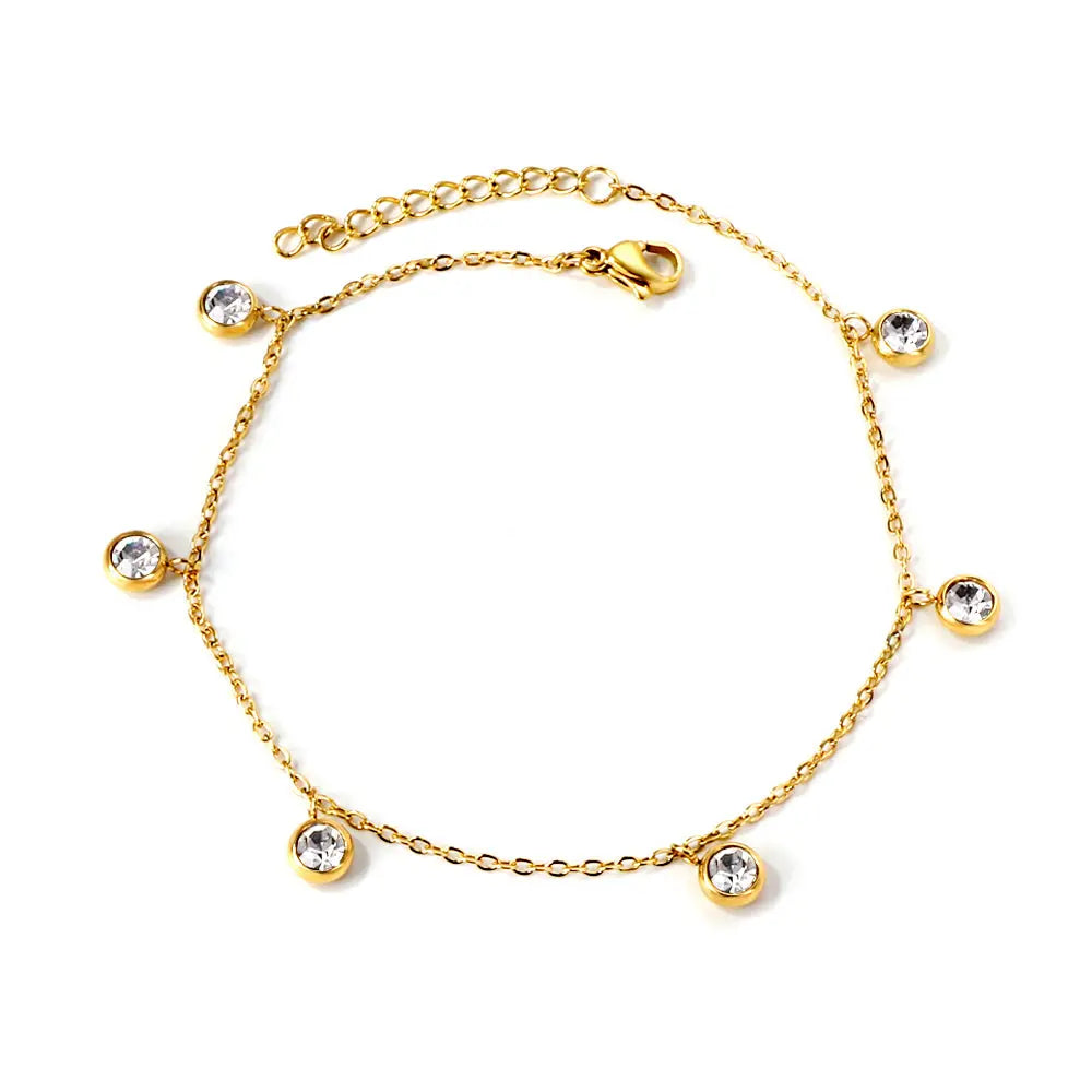 6 white diamond accessories pendant anklet
