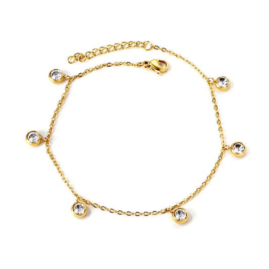6 white diamond accessories pendant anklet
