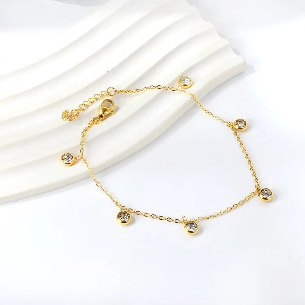 6 white diamond accessories pendant anklet