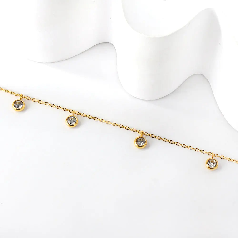 6 white diamond accessories pendant anklet