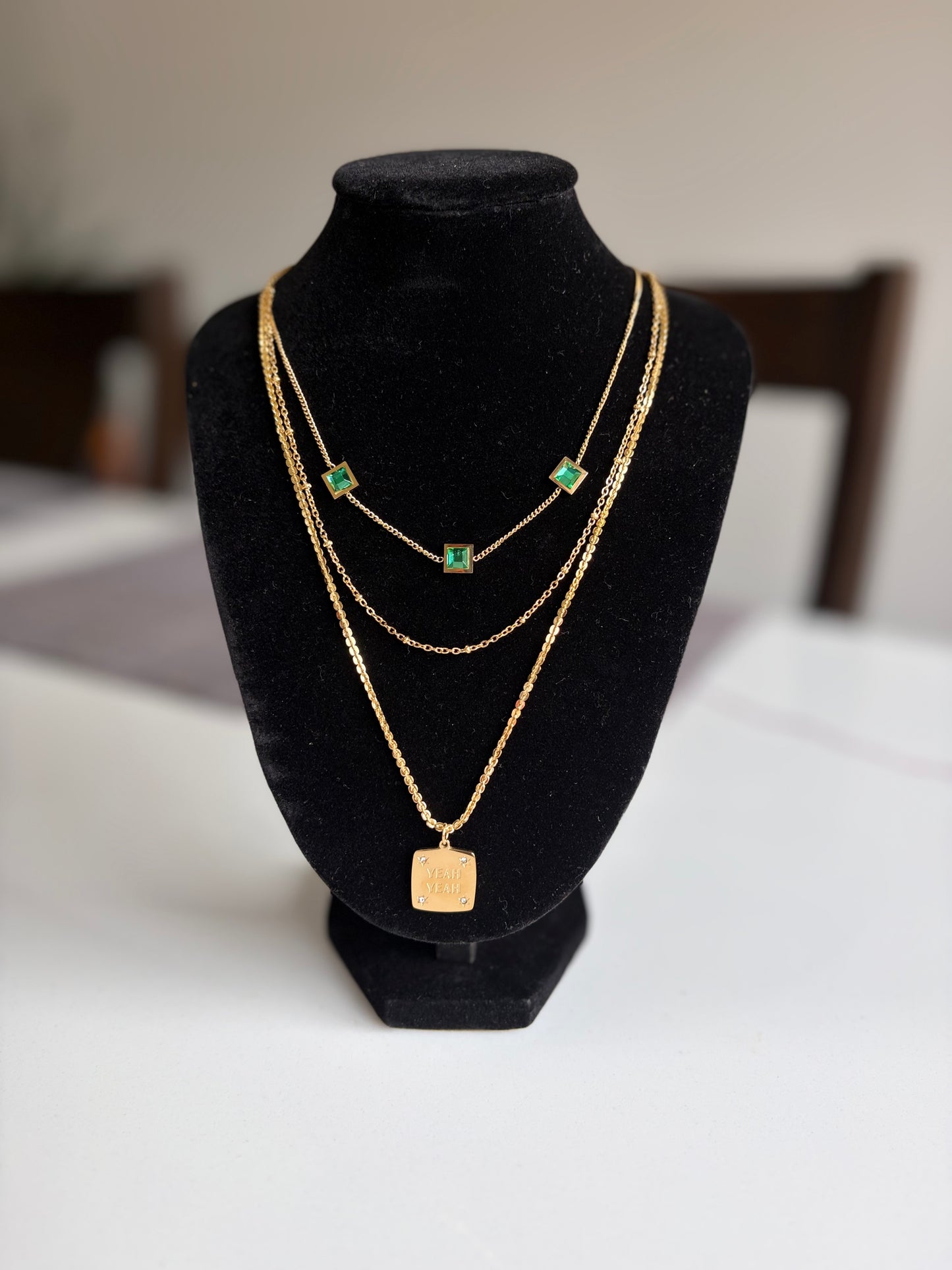 Square Letter Accessories + Chain + 3 Square Green