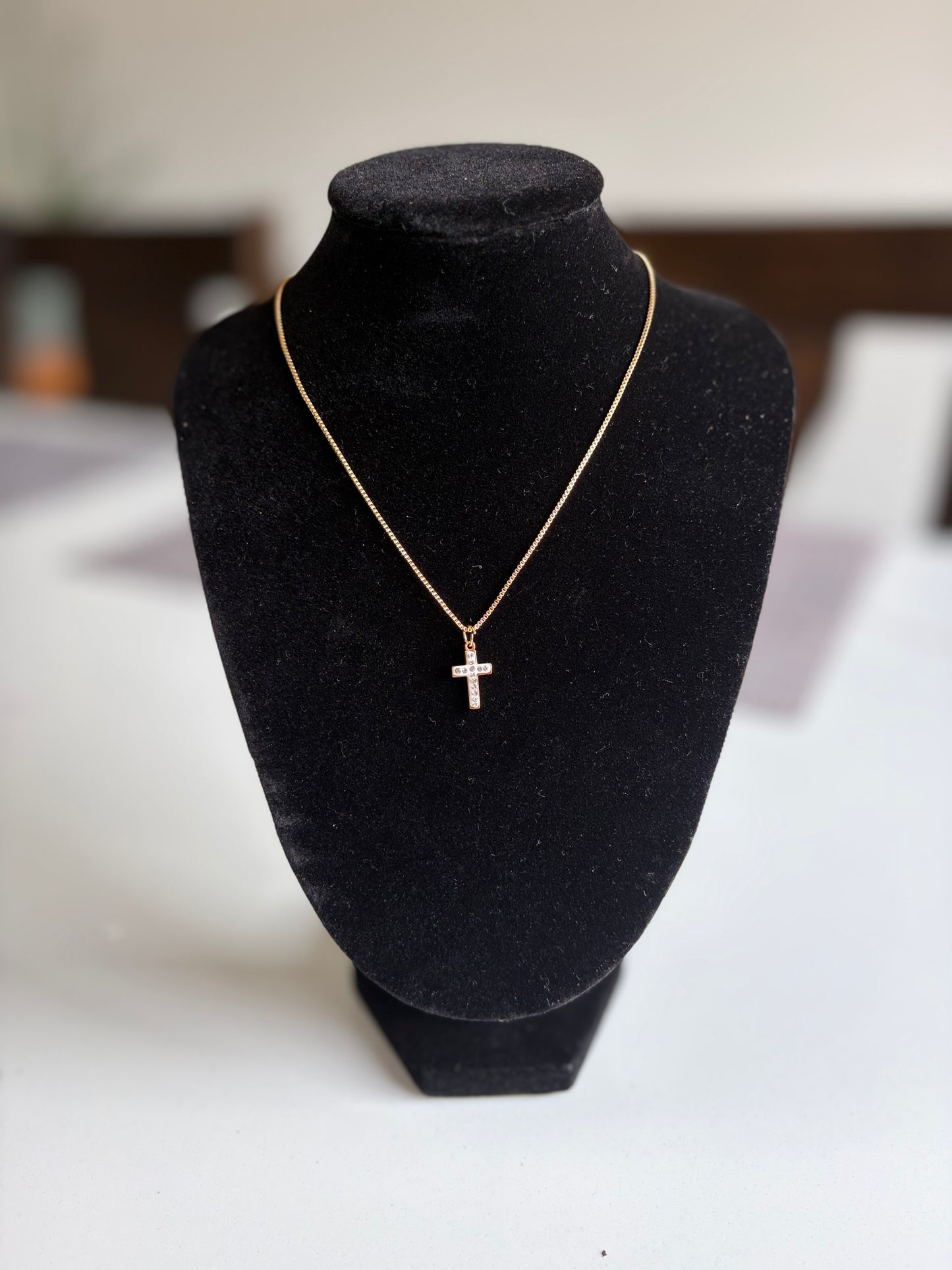Stainless Steel Cross Accessory With Diamond Necklace