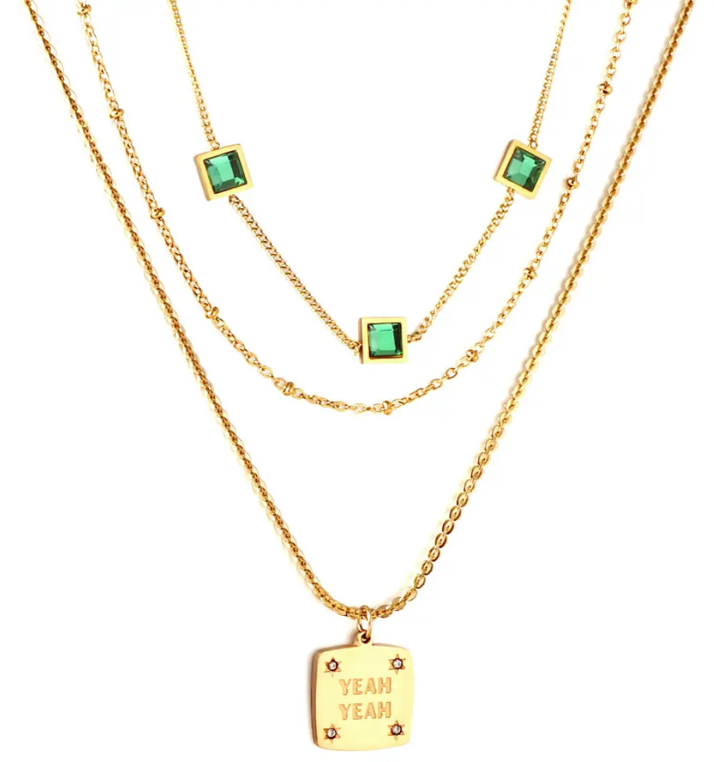 Square Letter Accessories + Chain + 3 Square Green