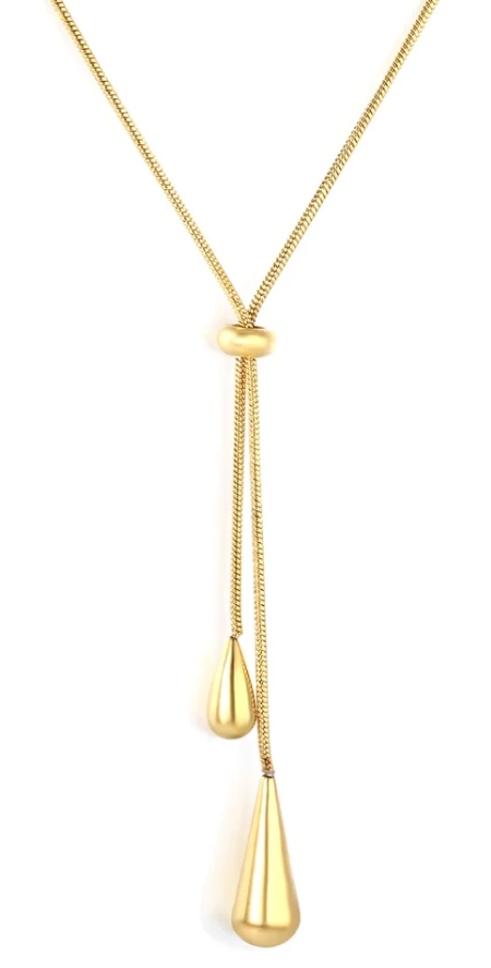 Large & Small Teardrop Minimalist Necklace - Gold