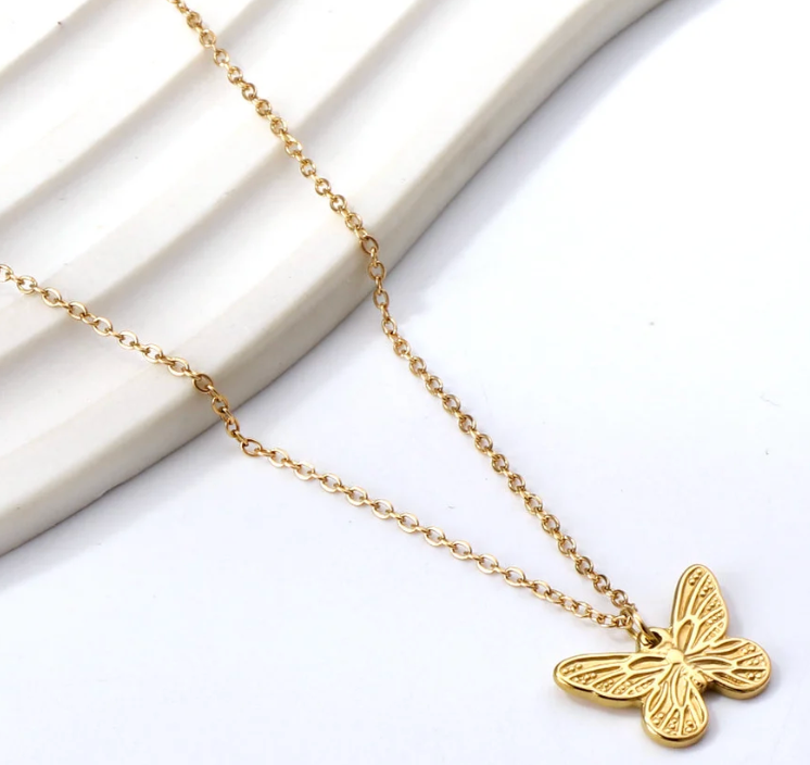 Small Butterfly Necklace - Gold