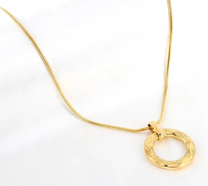 Circle Bump Uneven Cutout Necklace - Gold