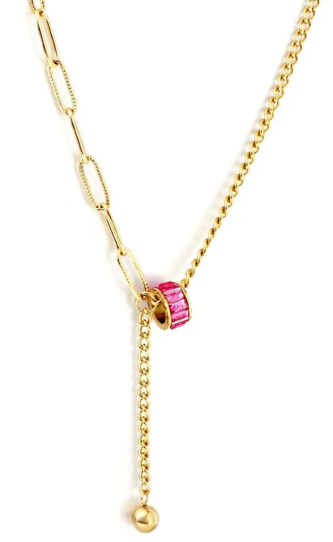 New Rose Red Hollow Out Round Accessories + 1 Steel Ball Necklace - Gold
