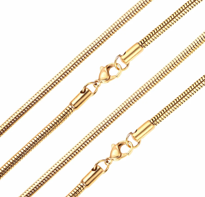 Long necklace collar - Round Snake Chain