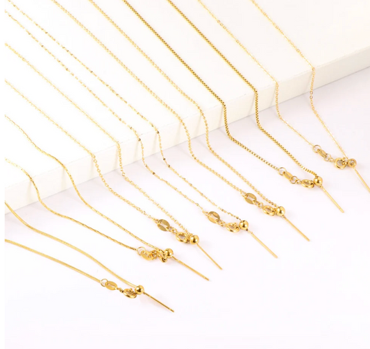 Long necklace collar Retractable joint clasp - Gold Stainless Steel